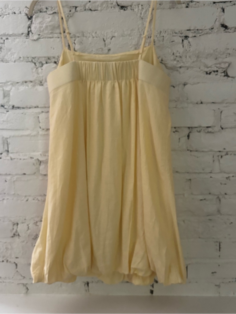 GAP Butter Yellow Linen Blend Bubble Hem Mini Dress S NWT - Picture 4 of 10